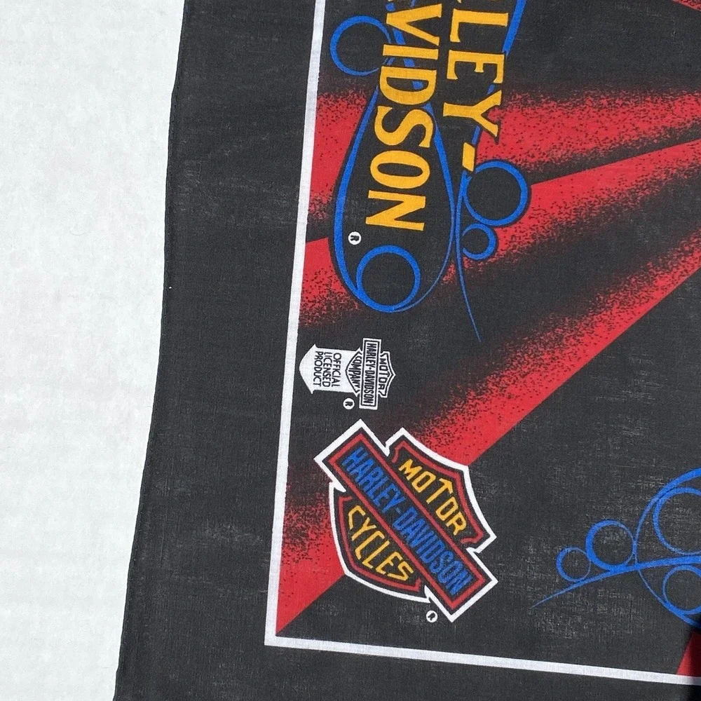 New VTG Harley Davidson Scarf Bandanna Eagle Flag 21